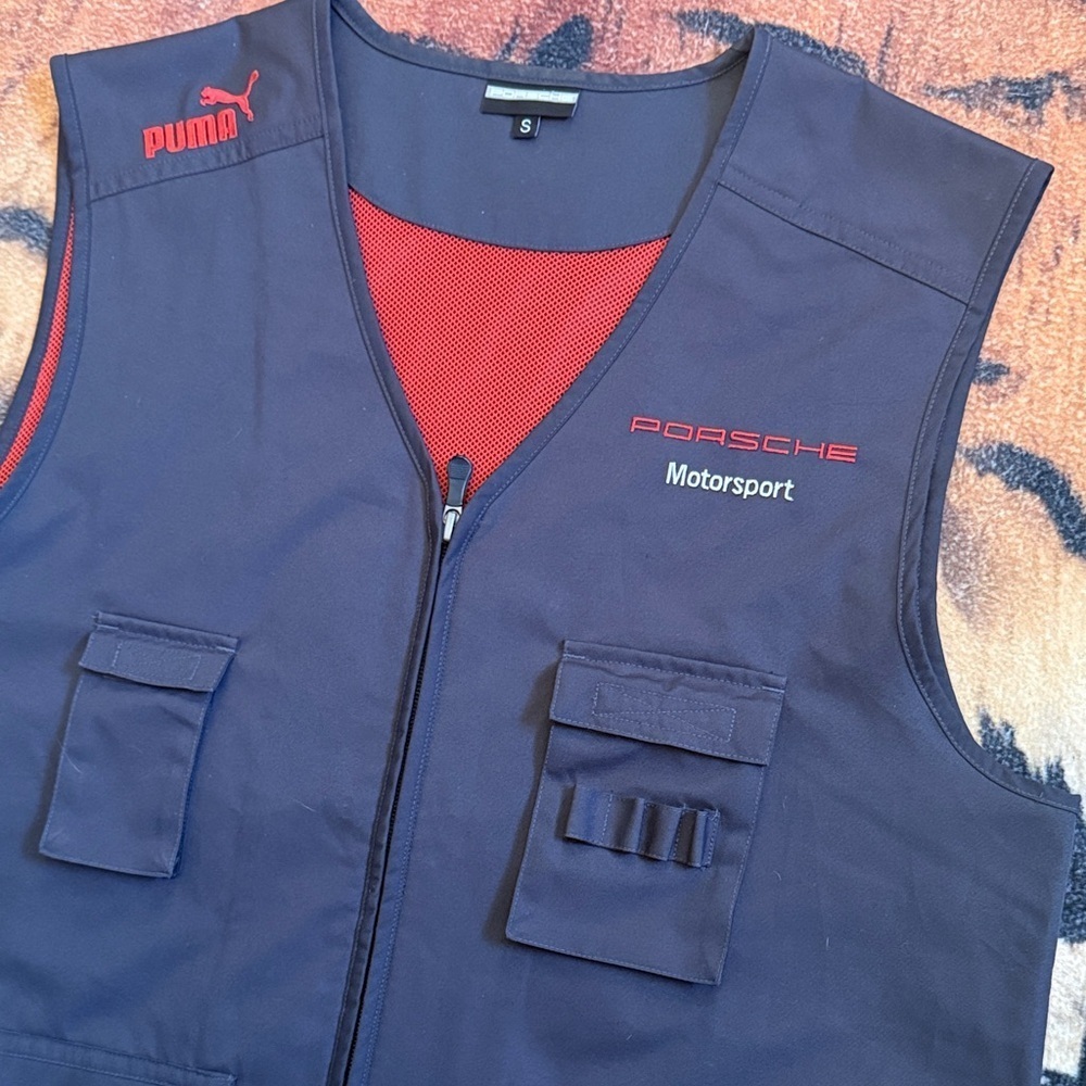 Porsche Motorsport puma utility vest gray with red and withe accents